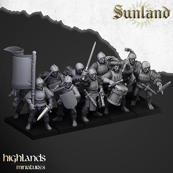 Sunland Troops with Swords - 3D Printed in Multiple Materials - View 1 | MoltenHub