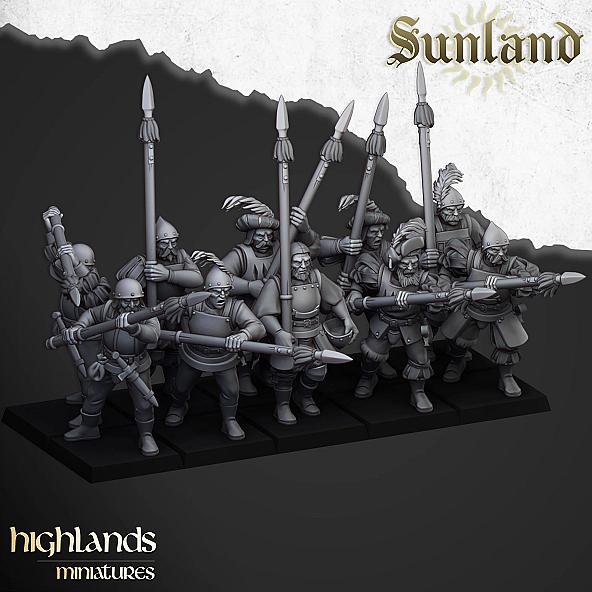 Sunland Troops with Spears - 3D Printed in Multiple Materials - View 1 | MoltenHub