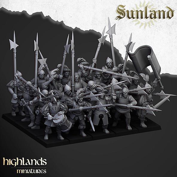 Sunland Troops with Halberds - 3D Printed in Multiple Materials - View 1 | MoltenHub