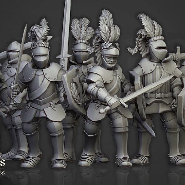 Imperial Guard with hand weapons and shields - 3D Printed in Multiple Materials - View 1 | MoltenHub