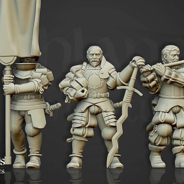 Imperial Guard with great weapons Command Group - 3D Printed in Multiple Materials - View 1 | MoltenHub