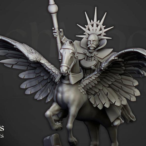 High Mage on Pegasus - 3D Printed in Multiple Materials - View 1 | MoltenHub