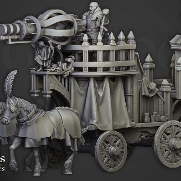 Arcane Cannon on Chariot - 3D Printed in Multiple Materials - View 1 | MoltenHub