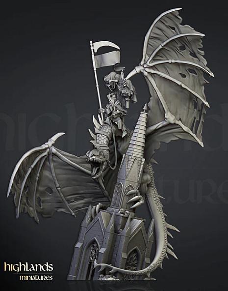 Ezekiel, Lord Necromancer on Flying Monster - 3D Printed in Multiple Materials - View 1 | MoltenHub