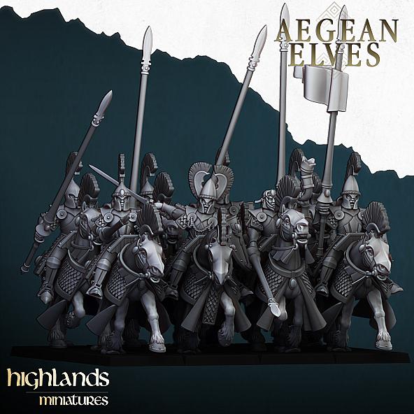 Aegean Elves Mounted Lances - 3D Printed in Multiple Materials - View 1 | MoltenHub