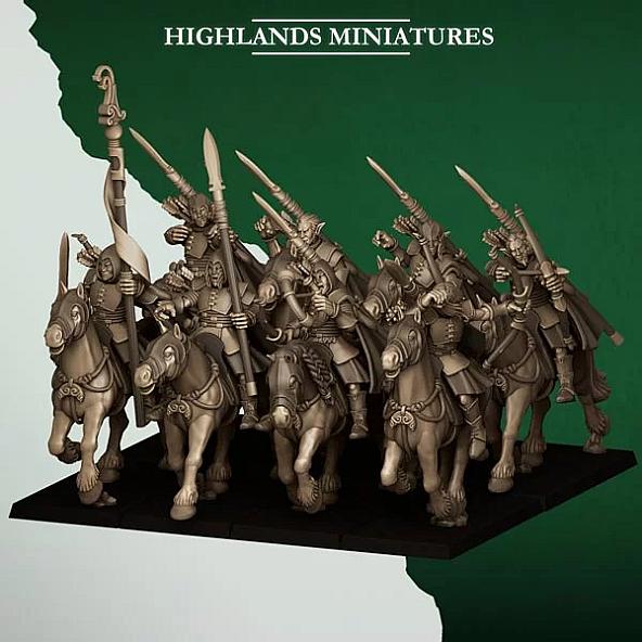 Mounted Feral Elves Archers - 3D Printed in Multiple Materials - View 1 | MoltenHub