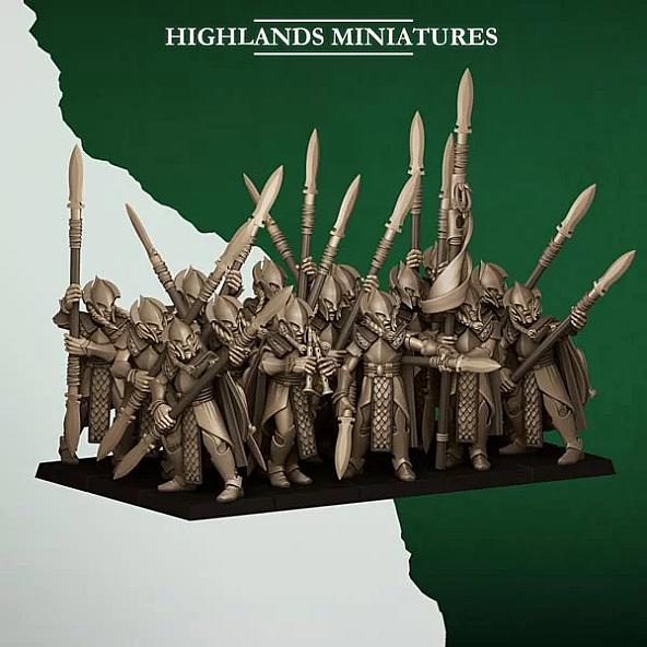 Feral Elves Spearmen - 3D Printed in Multiple Materials - View 1 | MoltenHub