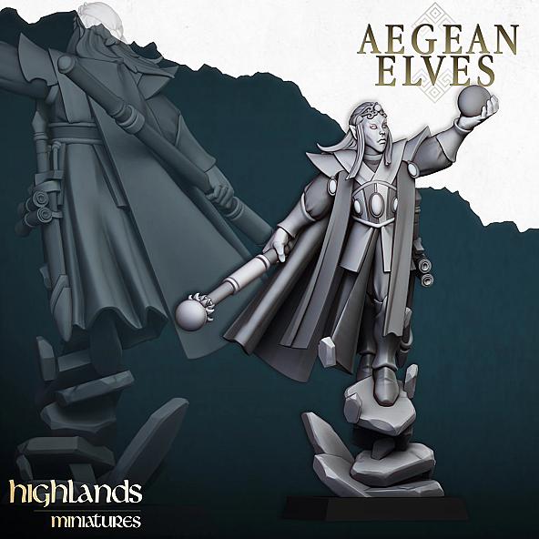 Aegean Elf Mage wariant 2 - 3D Printed in Multiple Materials - View 1 | MoltenHub