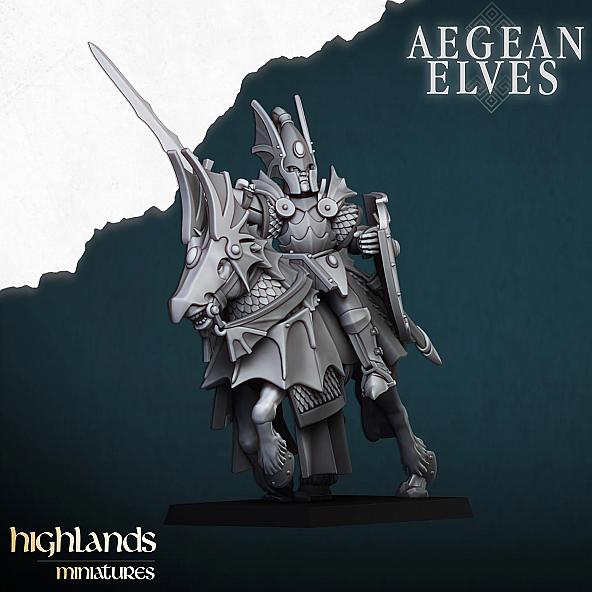 Aegean Elf Mounted Lord - 3D Printed in Multiple Materials - View 1 | MoltenHub