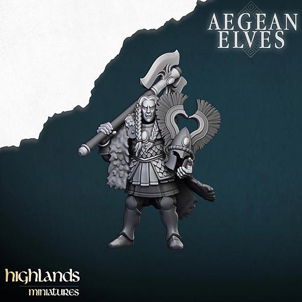 Aegean Elf Prince with axe - 3D Printed in Multiple Materials - View 1 | MoltenHub