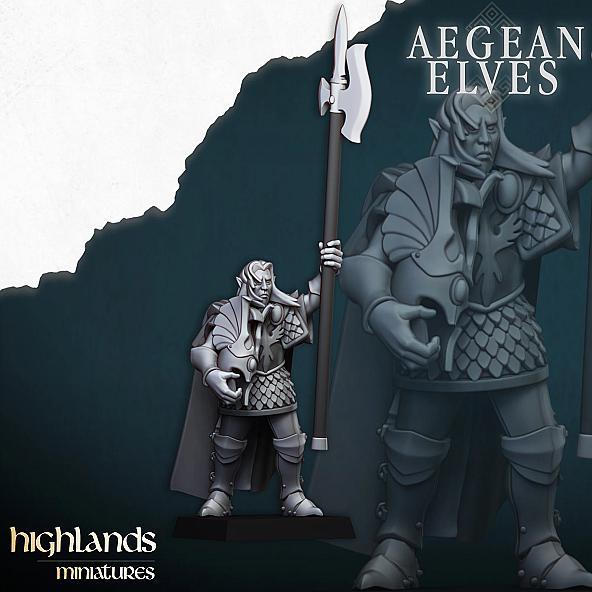 Aegean Elf Prince with Halberd - 3D Printed in Multiple Materials - View 1 | MoltenHub