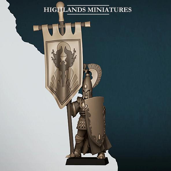 Aegean Elves Battle Standard Bearer on Foot - 3D Printed in Multiple Materials - View 1 | MoltenHub