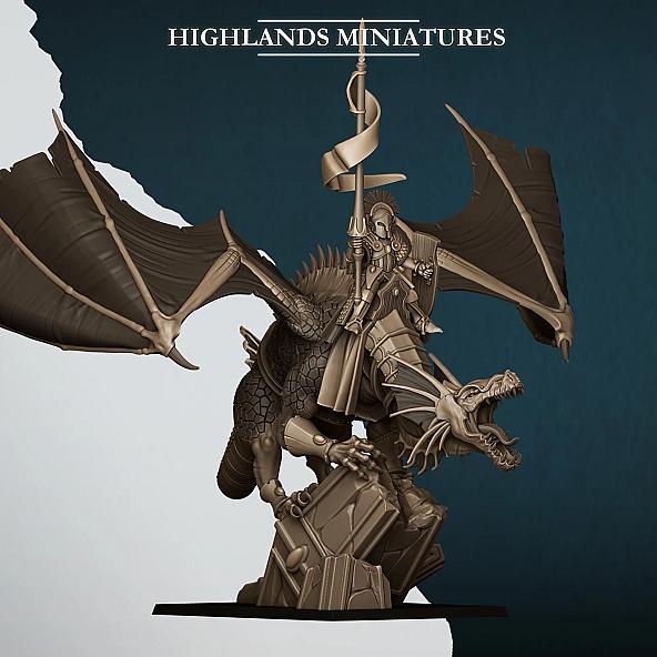 Aegean Elves Prince on Dragon - 3D Printed in Multiple Materials - View 1 | MoltenHub