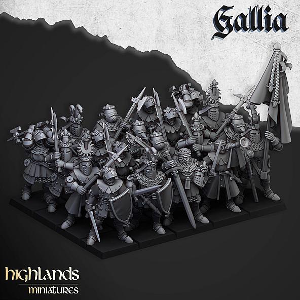 Knights of Gallia on Foot - 3D Printed in Multiple Materials - View 1 | MoltenHub